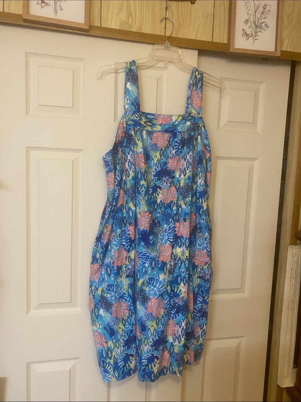 Blue Tropical Floral Sundress - Sleeveless Summer Dress